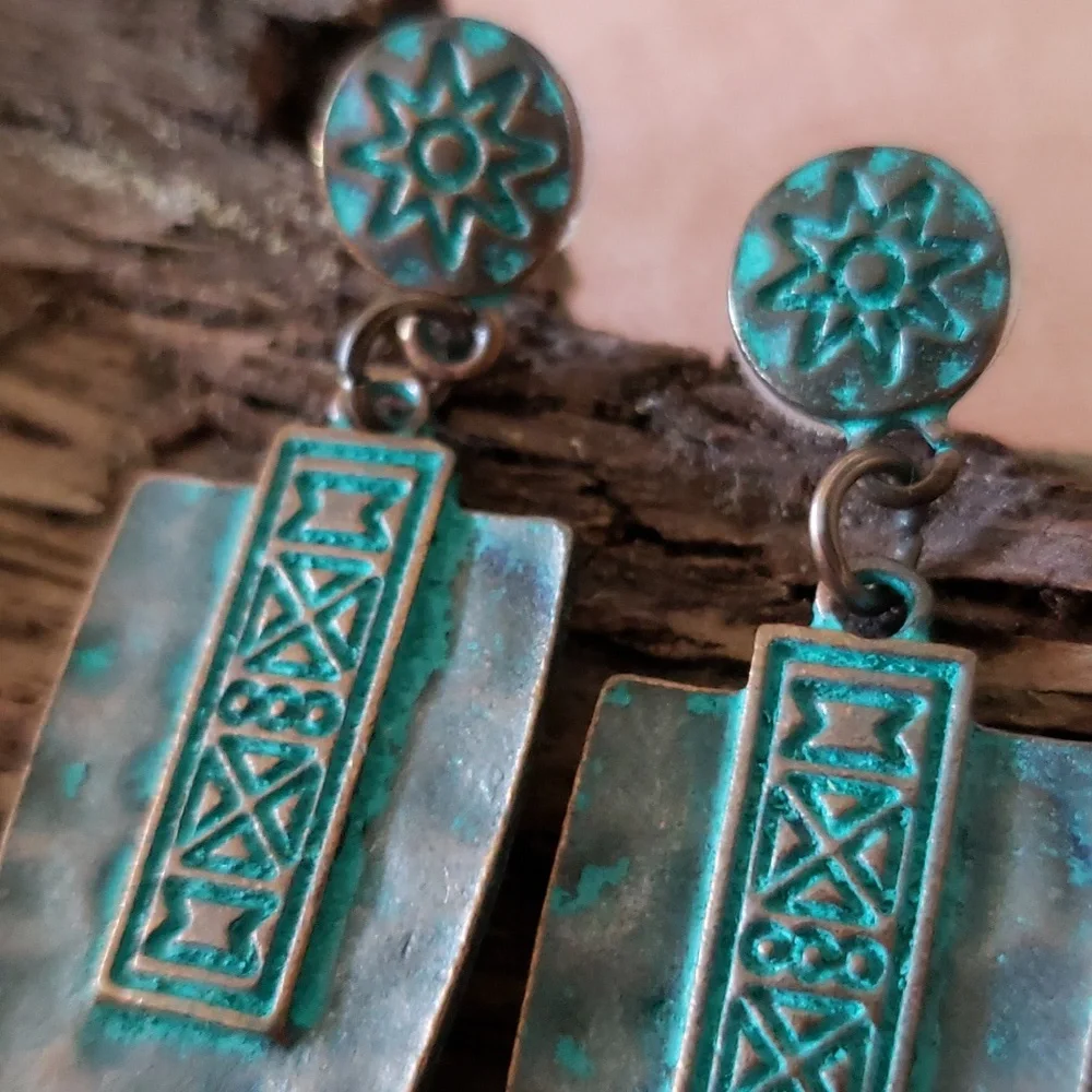 Tribal Arrow Earrings Native American Arrowhead Style - Picture 4 of 9